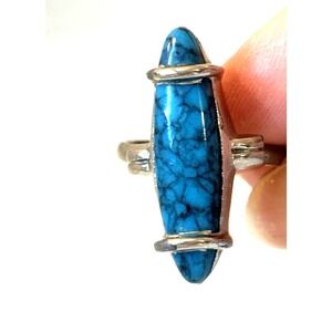 VINTAGE Ring blue Long Turquoise adjustable‎